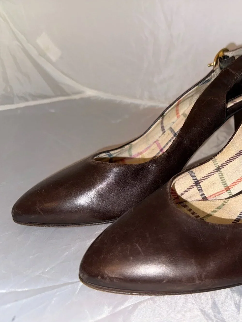 Coach Brown Leather Slingback Heels Women's Size 7 Made in Italy